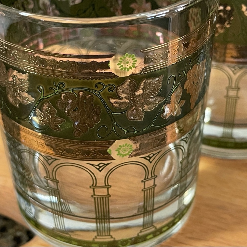 Mid Century Cera Golden Grapes Rocks Glasses Set, (c.1970s) (6) Barware - Picture 6 of 8